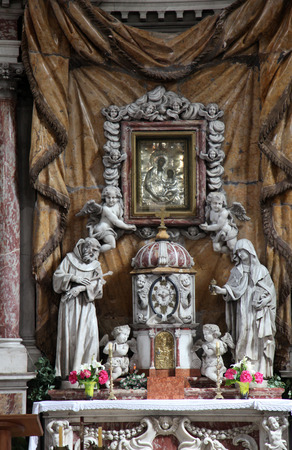 Main Altar in the Catholic Church of the Saint Clare, on June 10, 2012 in Kotor, Montenegroのeditorial素材