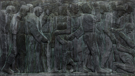 Detail of tomb reliefs at Mirogoj cemetery in Zagreb, Croatia, on April 01, 2011.のeditorial素材
