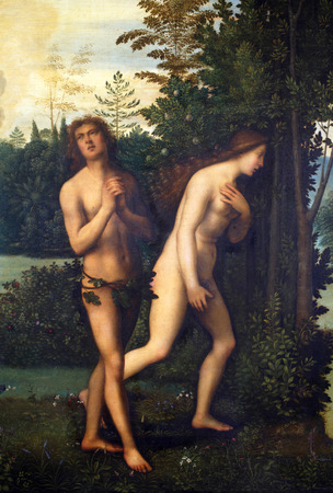 Mariotto Albertinelli: Expulsion of Adam and Eve from paradise, exhibited at the Great Masters renesnse in Croatia, opened December 12, 2011. in Zagreb, Croatiaのeditorial素材