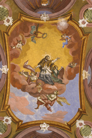 Saint John of Nepomuk on church ceilingのeditorial素材