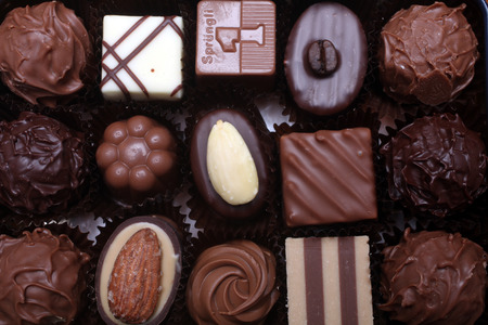Box with chocolate candiesのeditorial素材