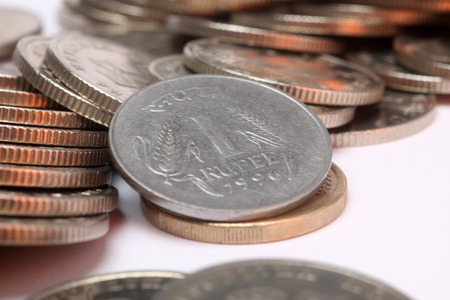 1 Indian ruppe coinsの写真素材