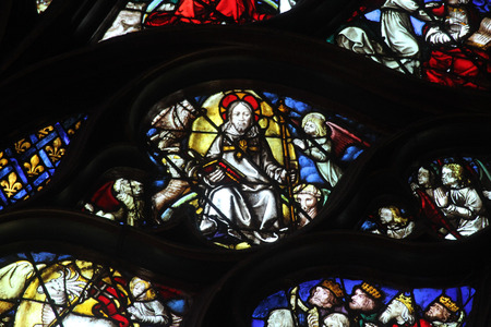 Stained glass window in La Sainte-Chapelle in Paris, Franceのeditorial素材