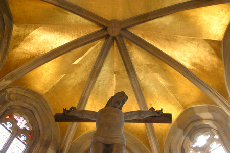 Jesus on the cross, Zagreb - St. Mark churchのeditorial素材