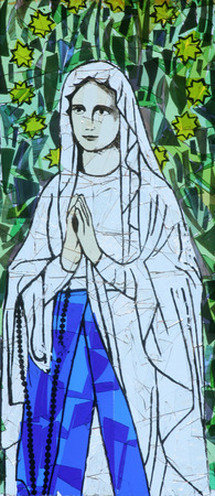 Virgin Mary, stained glassのeditorial素材