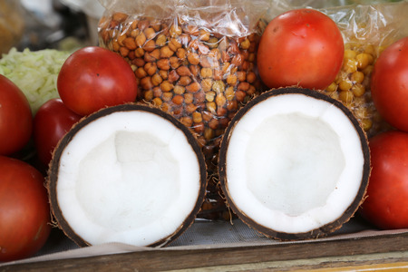 Tasty organic coconuts at local market, Kolkata, Indiaのeditorial素材