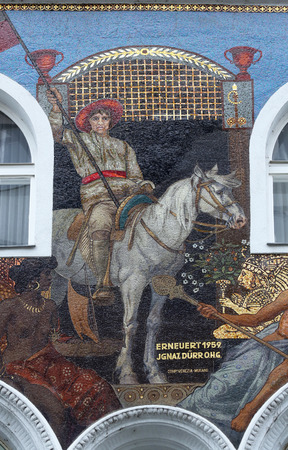 Mosaics Facade, Karntnerstrasse 16 in Vienna, Austria on October 10, 2014.のeditorial素材