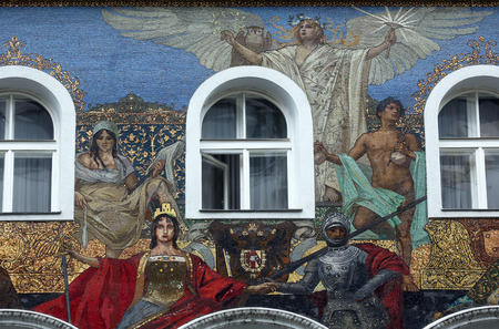 Mosaics Facade, Karntnerstrasse 16 in Vienna, Austria on October 10, 2014.のeditorial素材