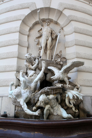 The forces on land fountain at the Hofburg in Vienna, Austria on October 10, 2014.のeditorial素材