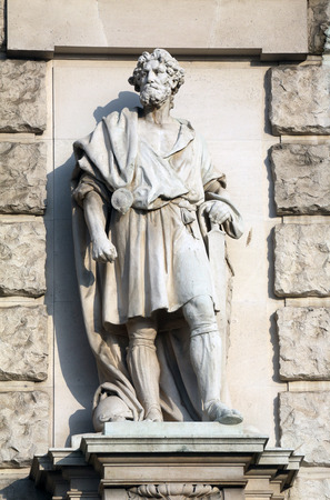 Johann Scherpe: Marcomanian, on the facade of the Neuen Burg on Heldenplatz in Vienna, Austria on October 10, 2014.のeditorial素材