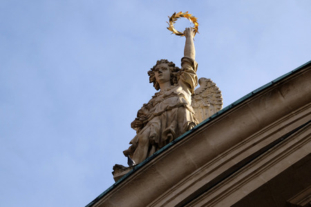 Angel on the portal of St. Catherine church and Mausoleum of Ferdinand II, Graz, Austria on January 10, 2015.のeditorial素材