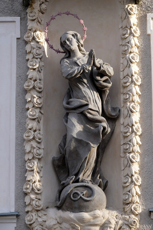 Virgin Mary, statue on the house facade in Graz, Styria, Austria on January 10, 2015.のeditorial素材