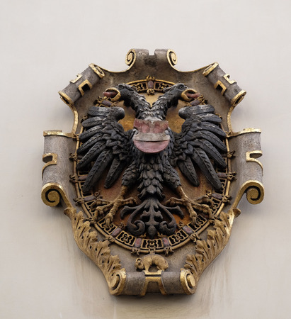 Facade coat of arms on the Landhaus historic center listed as World Heritage by UNESCO in Graz, Styria, Austria on January 10, 2015.のeditorial素材