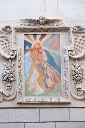 Saint Joseph fresco painting on the house facade in Graz, Styria, Austria on January 10, 2015.のeditorial素材