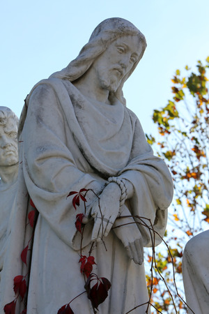 1st stations of the cross, Jesus is condemned to death, Pontius Pilate washes his hands, pilgrimage Sanctuary, Assumption of the Virgin Mary in Marija Bistrica, Croatia, on October 26, 2013の写真素材