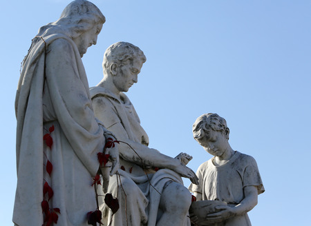 1st stations of the cross, Jesus is condemned to death, Pontius Pilate washes his hands, pilgrimage Sanctuary, Assumption of the Virgin Mary in Marija Bistrica, Croatia, on October 26, 2013のeditorial素材