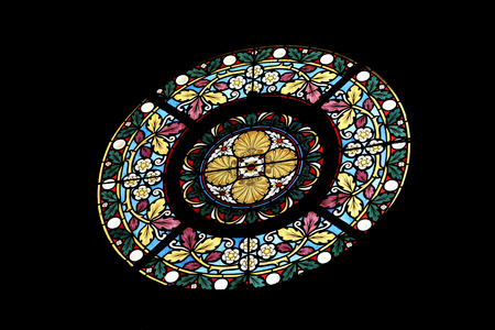 Stained glass window in Basilica Assumption of the Virgin Mary in Marija Bistrica Croatiaのeditorial素材