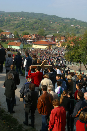 Way of the Cross in Croatian national shrine of the Virgin Mary on Sep 14 2013 in Marija Bistrica Croatiaのeditorial素材