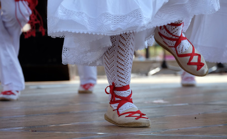 Members of folk group Lagunekin from Bardos, France during the 49th International Folklore Festival in center of Zagreb, Croatia on July 16, 2015のeditorial素材