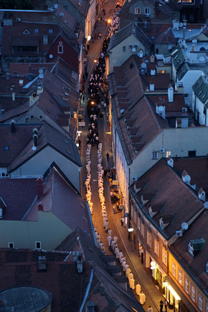Procession through the streets of the city for a day Our Lady of the Kamenita vrata, patroness of Zagreb, led by Cardinal George Pell and Cardinal Josip Bozanic.のeditorial素材