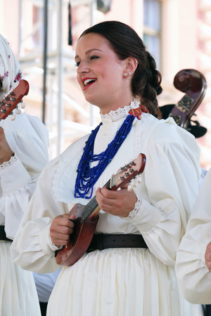 ZAGREB, CROATIA - JULY 19: Members of folk group Hrvatski narodni dom from Hamilton, Canada during the 49th International Folklore Festival in center of Zagreb, Croatia on July 19, 2015のeditorial素材