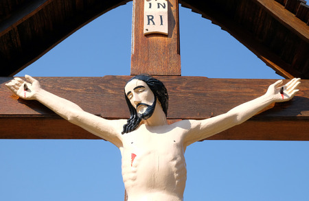 Roadside Crucifix in Zagorje region, Croatia on March 21, 2015.のeditorial素材