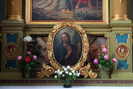 Saint Jude Thaddeus altarpiiece in the Basilica of the Sacred Heart of Jesus in Zagreb, Croatia on May 28, 2015のeditorial素材