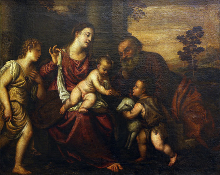 Polidoro to Lanciano: St. Family with St. John and the angel, Old Masters Collection, Croatian Academy of Sciences, December 08, 2014 in Zagreb, Croatiaのeditorial素材