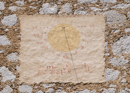 Sundial, Cathedral of St Nicholas in Novo Mesto, Slovenia on June 30, 2015のeditorial素材