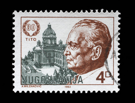 Stamp printed by Yugoslavia dedicated to the 1983 The 30th Anniversary of the Election of President Josip Bro Tito, circa 1983.のeditorial素材