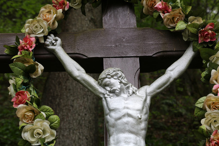 Roadside Crucifix in Zagorje region, Croatiaの写真素材