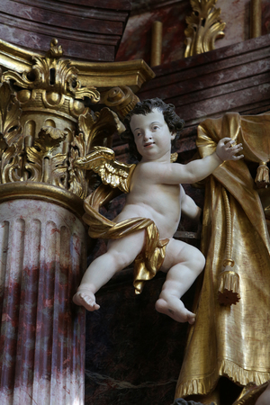 Angel, altar in parish Church of the Immaculate Conception of the Virgin Mary in Lepoglava, Croatiaのeditorial素材