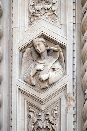 Angel, Portal of Cattedrale di Santa Maria del Fiore (Cathedral of Saint Mary of the Flower), Florence, Italyの写真素材