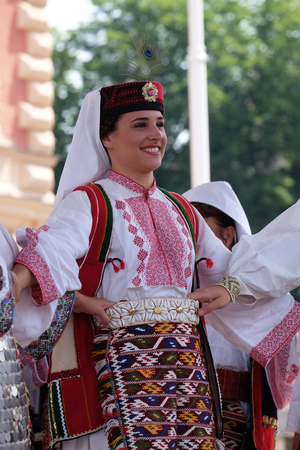 Members of folk group from Vrlika, Croatia  during the 50th International Folklore Festival in center of Zagreb, Croatia on July 23, 2016のeditorial素材