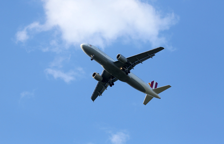 Airbus A320, registration D-AIPW of Germanwings landing on Zagreb Airport Pleso on June 10, 2015.のeditorial素材