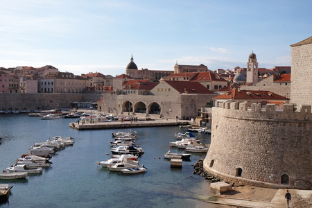 The port of the Old Town of Dubrovnik, Croatiaのeditorial素材