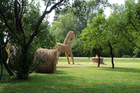 Figurine of a horse. This is the theme for the harvest festive decoration in Nedelisce, Croatia on July 02, 2016のeditorial素材