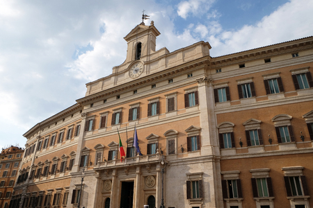 Palazzo Montecitorio, seat of the Italian Chamber of Deputies in Rome, Italyのeditorial素材