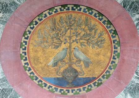 Mosaic, basilica of Saint Paul Outside the Walls, Rome, Italyの写真素材