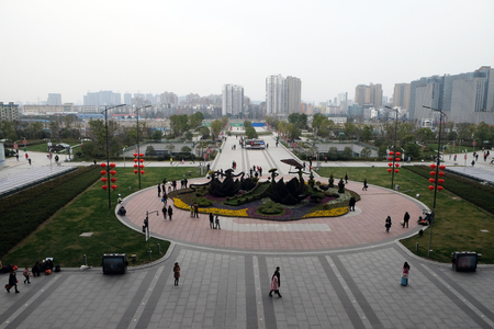 Park in Hangzhou view from Hangzhou East railway station in Hangzhou city, Chinaのeditorial素材