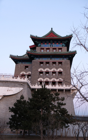 Archery Tower of Zhengyangmen is a gate in Beijing's historic city wall situated to the south of Tiananmen Square and once guarded the southern entry into the Inner City, in Beijing, Chinaのeditorial素材