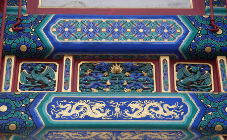 Colorful ceiling decoration at the of The Lama Yonghe Temple in Beijing, Chinaのeditorial素材