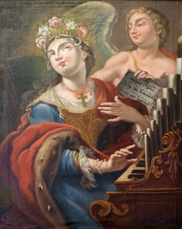 Unknown Pauline painter: St. Cecilia, exhibited in the Museum of Arts and Crafts in Zagrebのeditorial素材