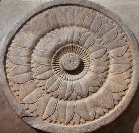 Bharhut buddhist stupa, from 2th century now exposed in the Indian Museum in Kolkata, West Bengal, Indiaのeditorial素材