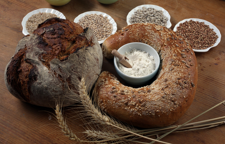 Bread and ears of wheatの写真素材