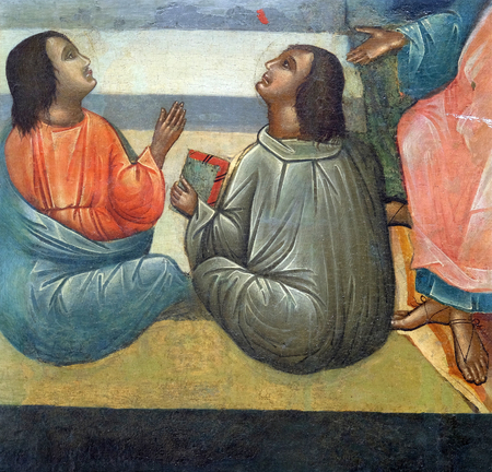 Fragment of the polyptych of the Holy Spirit by the Angelo Bizamano from 16th century in the convent of the Friars Minor in Dubrovnikのeditorial素材