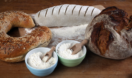 Ingredients for baking on kitchen table