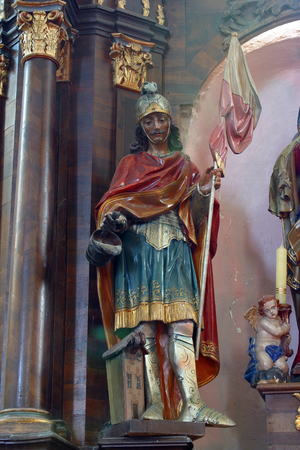 Saint Florian on the altar of Our Lady of Sorrows in Parish Church of Saint Mary Magdalene in Donja Kupcina, Croatiaのeditorial素材