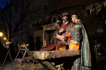The religious spirit in the Advent in Zagreb especially can feel the front of the Cathedral, where Community Cenacolo organizes live Christmas nativity scene.のeditorial素材