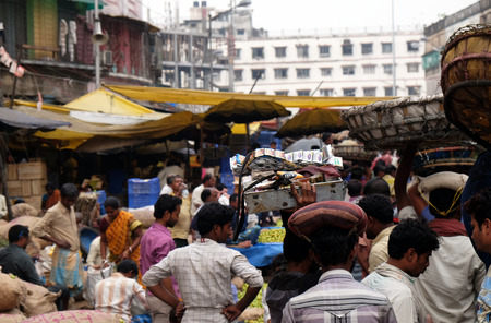 The atmosphere in fruit market in morining time in Kolkata, India on February 11, 2016.のeditorial素材